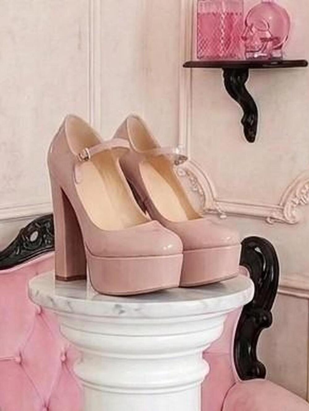 Dusty Pink Patent Platform Mary Jane Pumps